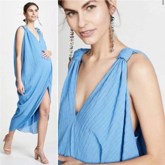 RTR Hatch Amira Caftan Midi Dress Lightweight Maternity Blue Size P (0-6) - Picture 1 of 12